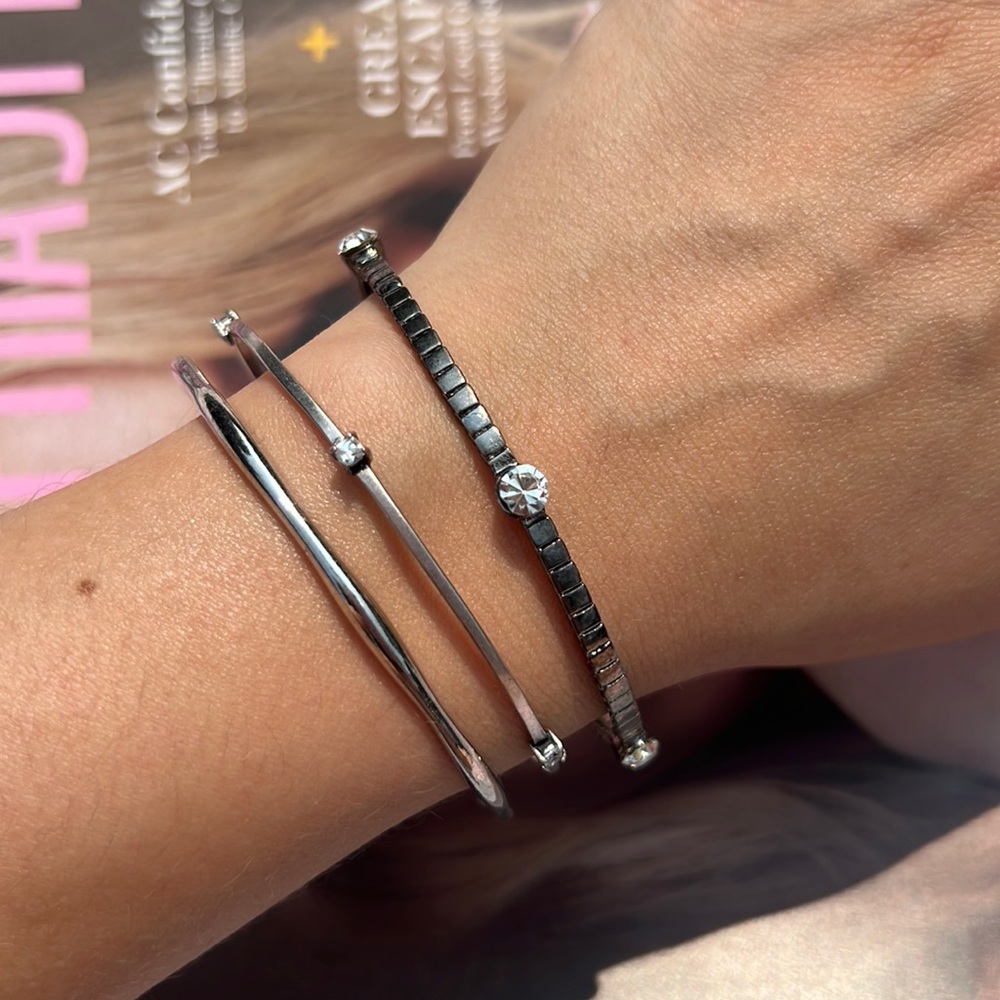 Silver Mismatched Bangle Bracelets